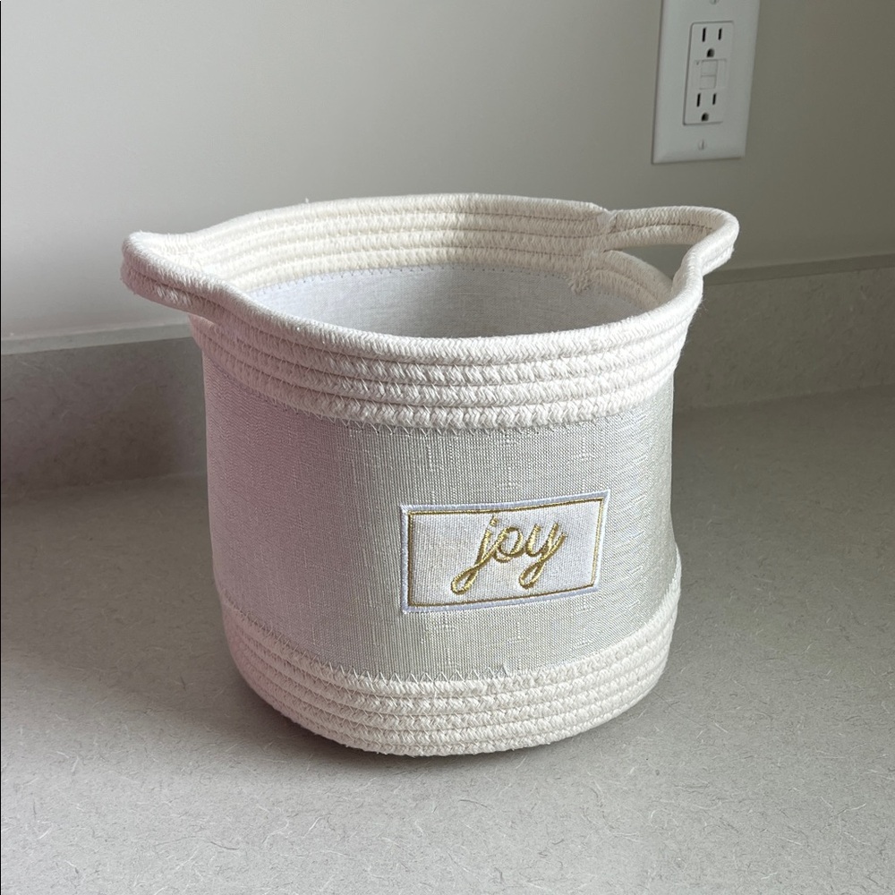 Joy Cream and Gold Storage Basket